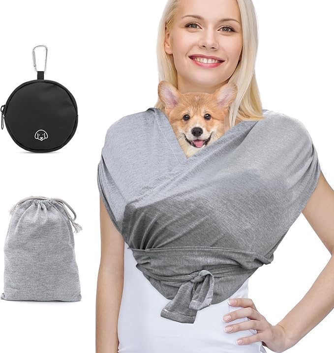 Dog Carriers for Small Dogs,Hands Free Cat Carrier,Front Facing Dog Backpack Carrier,Cat Sling,Double Shoulder Strap Design,Freeing Hands and Reducing Back Pain,with Dog Training Bag (Grey-L)