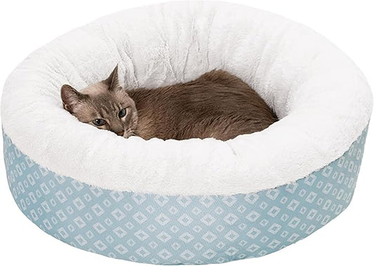 Furhaven 23" Round Donut Dog Bed for Indoor Cats & Small Dogs 20 lbs