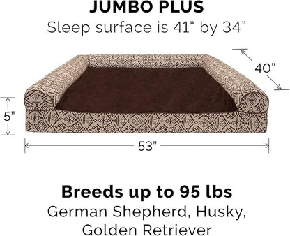 Furhaven Replacement Dog Bed Cover Plush & Southwest Kilim Décor Sofa-Style