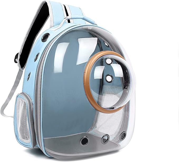 Cat Backpack Carriers,Bubble Space Capsule Kitten Pet Puppies Weight about 10lb,Designed for Travel, Hiking, Walking,Camping& Outdoor Use (Light Blue)