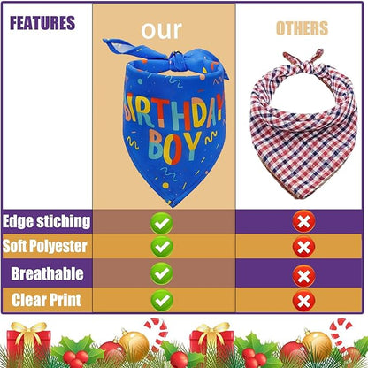 Birthday Boy Dog Bandana, Printed Dog Bandana Pet Scarf Dog Birthday Party Supplies for Dogs Pet Accessories for Dog Lovers Reveal Ideas