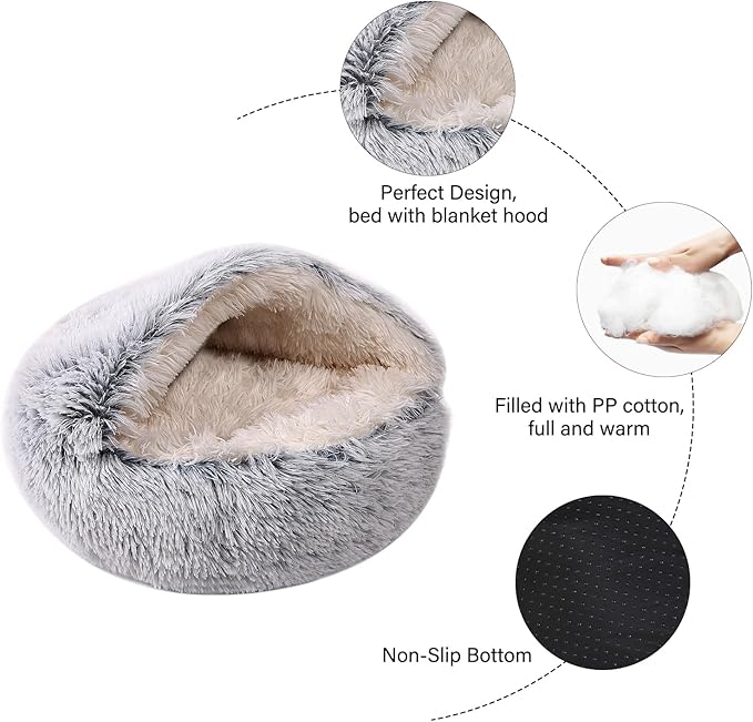 Cozy Dog Bed cat Bed with Cover cave for Small Dogs