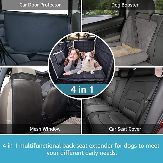 Lassie Back Seat Extender for Dogs Hard Bottom Waterproof Dog Hammock for Car