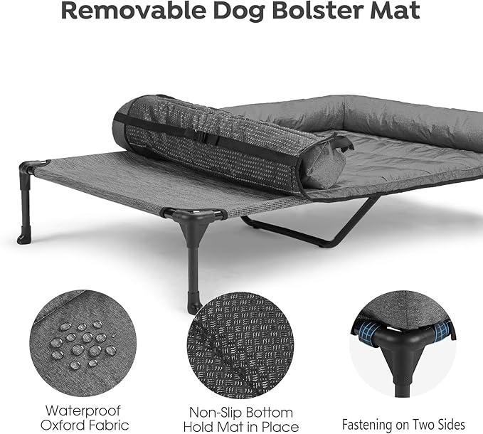 Veehoo Cooling Elevated Dog Bed + Waterproof Removable Pillow-Top Mat
