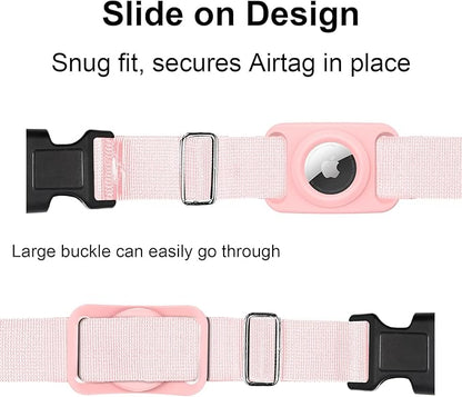 SANKALA Waterproof Airtag Case for Dog Collar, [2 Pack] Airtag Dog Collar Holder, TPU & Silicone Full Body Covered Anti-Lost Apple Air Tag Collar Holder Airtag Case for Pet Collar Backpack, Pink