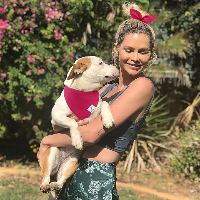 E-Clover Dog Bandanas & Matching Scrunchie-Solid Color Dog