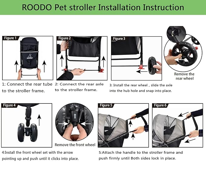 ROODO Dog Stroller 3Wheel Pet Stroller Cat Stroller 30lbs Small