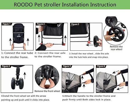 ROODO Dog Stroller 3Wheel Pet Stroller Cat Stroller 30lbs Small