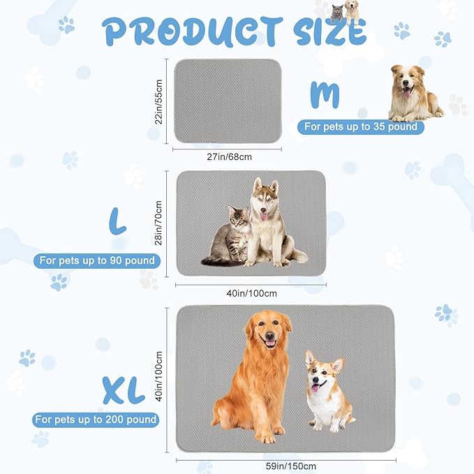 Summer Dog Cooling Mat Washable Ice Silk Self Cool Pad for Small Medium Large Dogs and Cats 27x22in)