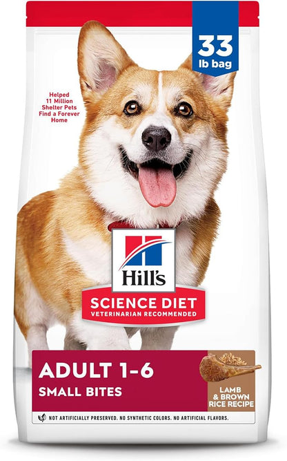 Hill's Science Diet Adult 1-6, Adult 1-6 Premium Nutrition, Small Kibble, Dry Dog Food, Lamb & Brown Rice, 33 lb Bag