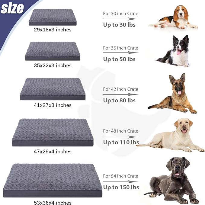 Dog Crate Bed Waterproof Jumbo Dog Beds for Extra Large Dogs Rose Velvet Soft Fluffy Washable Dog Bed with Removable Cover & Anti-Slip Bottom 47 x 29 Inch,