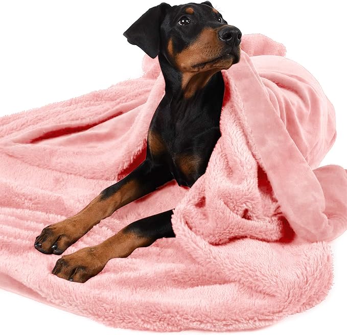 Pink Large Dog Blanket, Super Soft Fluffy Sherpa Fleece Dog Couch Blankets and Throws for Large Medium Small Dogs Puppy Doggy Pet Cats, 50x60 inches