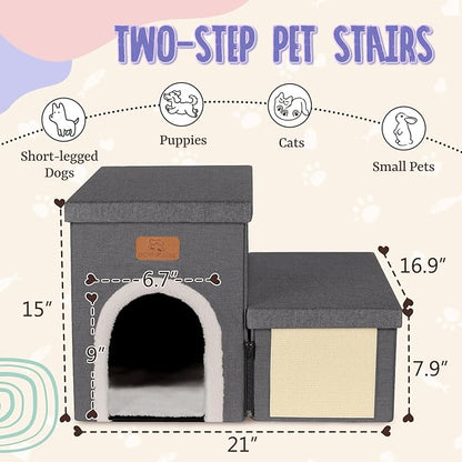downluxe Dog Stairs for Small Dogs (2-Step Pet