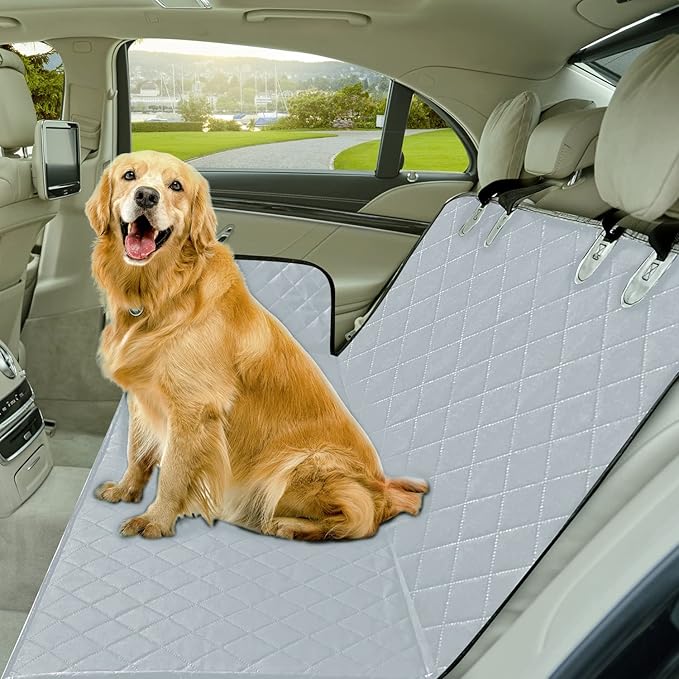IVY&LANE Dog Car Seat Cover for Back Seat 100% Waterproof 600D Scratch (Grey,59"×52")