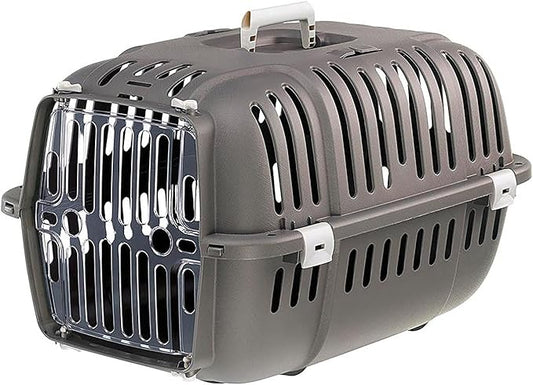 Ferplast Jet Pet Carrier: Value Dog Carrier Suitable for Toy Dog Breeds & Small Cats, Assembled Dimensions are 18.51L x 12.6W x 11.42H inches, Gray