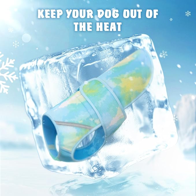 KYEESE Dog Cooling Vest Lightweight Dog Cooler Jacket 3D Breathable Mesh Dog Cooling Shirts with Reflective Stripe UV Protection Dog T Shirt for Beach