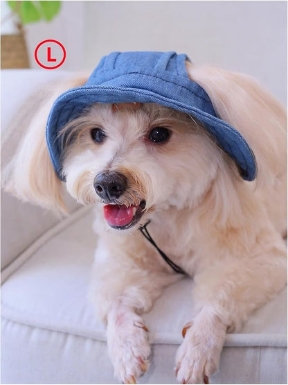 Generic Solid Dog Hat with Ear Hole Round Brim Dog Puppy Cat Sun Hat Bucket Hat Outdoor Sun Protection Pet Caps for Small Medium Cats Dogs Kitten Blue Large