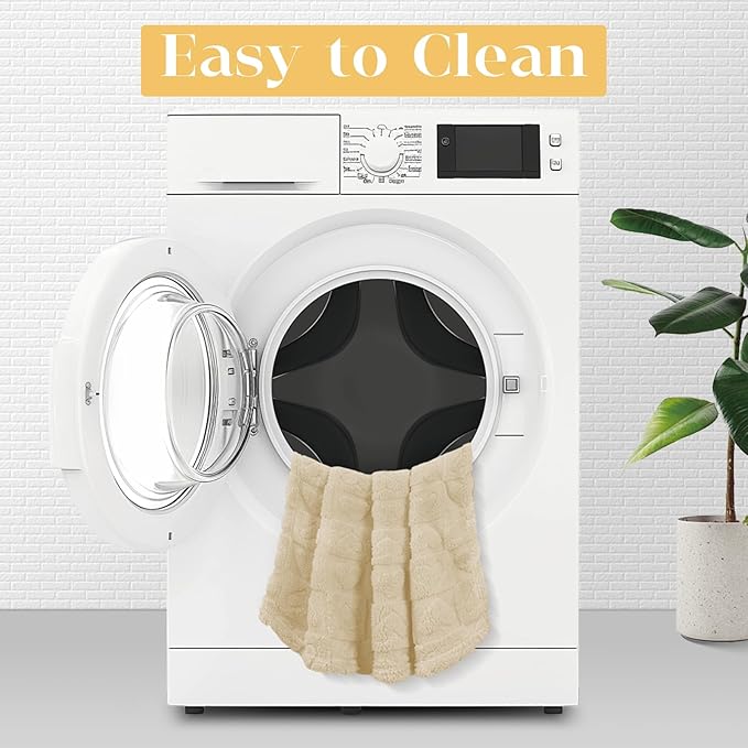 MACEVIA Fluffy Fleece Dog Blankets (29x40 Inch,Cream)