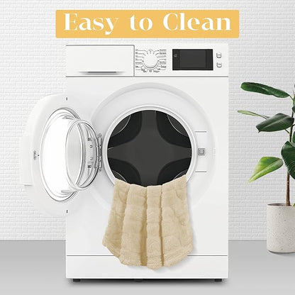 MACEVIA Fluffy Fleece Dog Blankets (29x40 Inch,Cream)