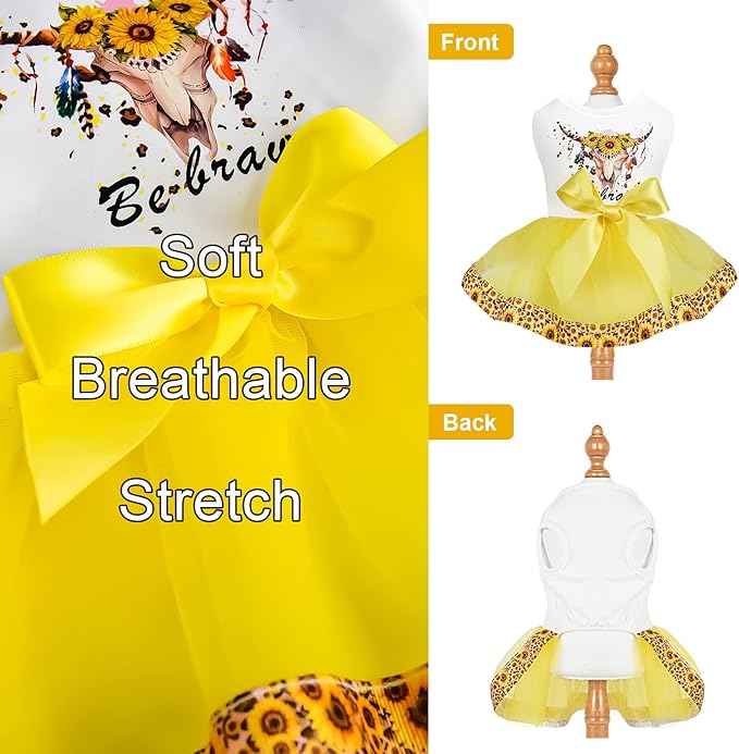 Dog Clothes Summer Sunflower Lace Dog Dress