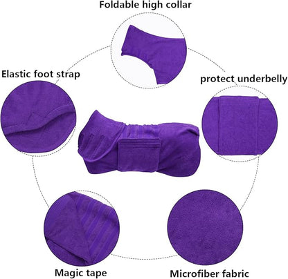 Geyecete Dog Drying Coat -Dry Fast Dog Bag - Dog Bathrobe Towel - Microfibre Fast Drying Super Absorbent Pet Dog Cat Bath Robe Towel,Luxuriously Soft-Purple-M