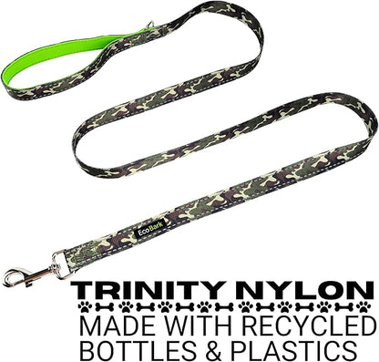 EcoBark Dog Leash - Soft & Reflective Comfort Training Leashes with Padded Handle - Strong Durable Heavy Duty - Training and Pulling for Small, Medium or Large Dogs (Camo)