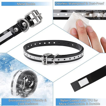 Replacement Collar Strap 3/4',Reflective,Adjustable,Metal Buckled,Waterproof