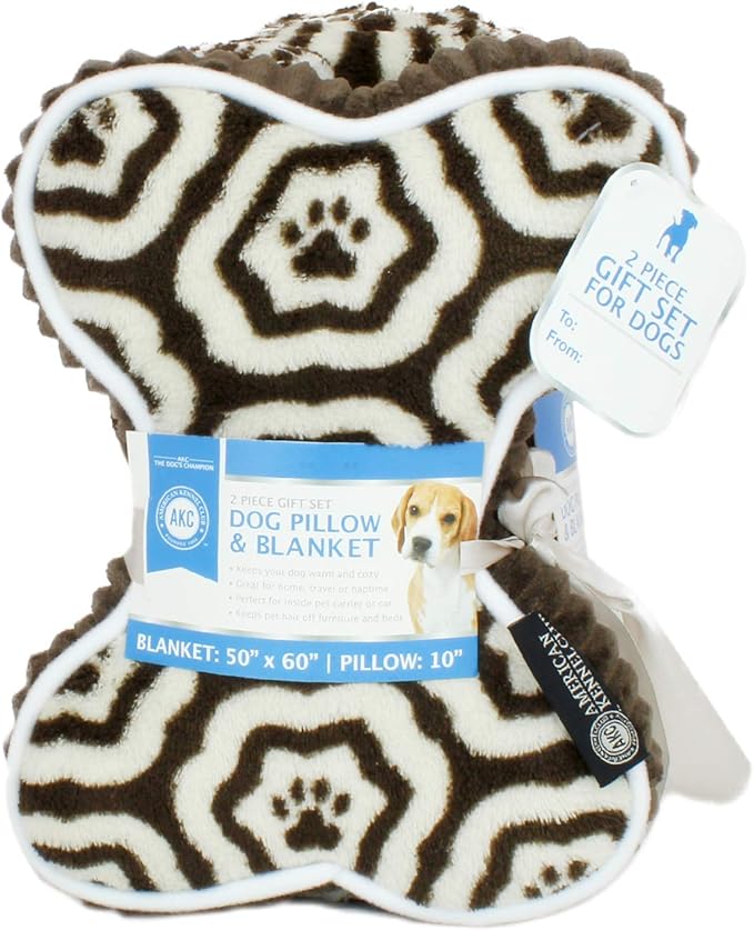 AKC 60"x50" Pet Blanket & 10" Pillow Set
