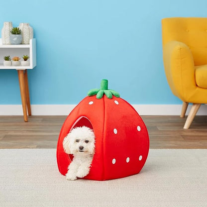 YML Strawberry Pet Bed House for Cats, Dogs, Kittens, Puppies, Rabbits, Medium, Red