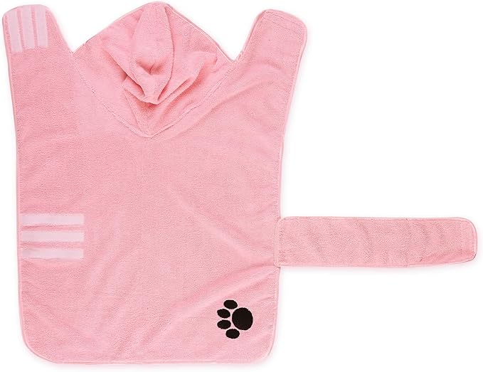 Bone Dry Pet Robe Collection Embroidered Absorbent Microfiber Bath Robe with Adjustable Closure