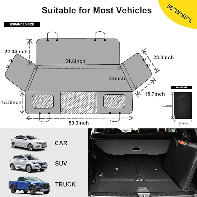 Dog Car Seat Cover for Back Seat 100% Waterproof