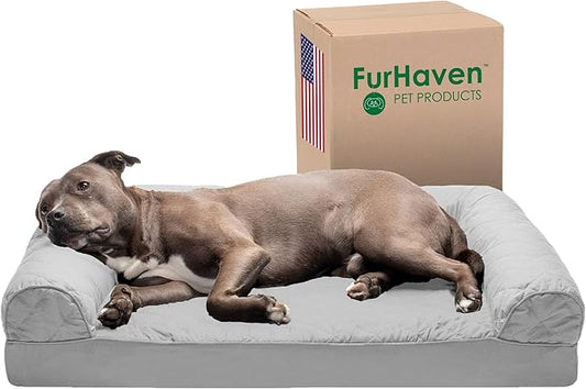Furhaven Orthopedic Dog Bed for Large/Medium Dogs w/ Removable Bolsters & Washable Cover 55 lbs