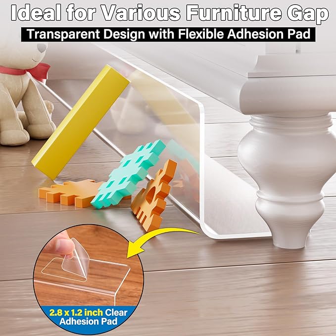 (8 Pack) Clear Under Furniture Blocker, Couch Guards for Bottom Gap, Sofa Dresser Underneath Toys or Pets Stopper for Home