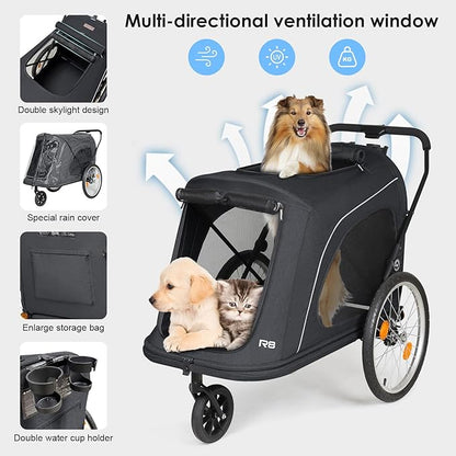 R8 Extra Large Foldable Pet Stroller 100 lbs,
