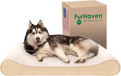 Furhaven Memory Foam Dog Bed for Large Dogs w/ Removable Washable Cover 75 lbs