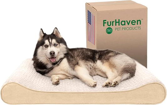 Furhaven Memory Foam Dog Bed for Large Dogs w/ Removable Washable Cover 75 lbs