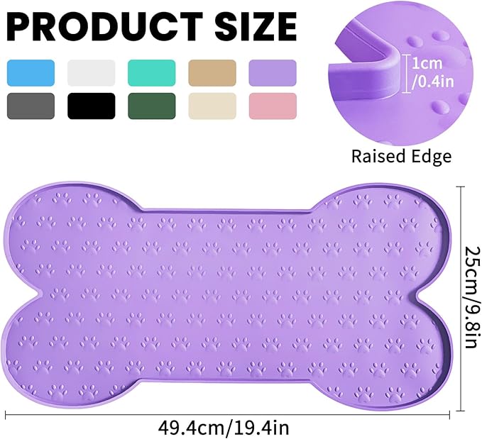 Dog Food Mat Anti-Slip Silicone Dog Bowl Mat Thicker Pet Placemat Waterproof Cat Feeder Pad with Raised Edge Puppy Kitten Feeding Mats Suitable Small Medium-Sized Dogs Cats Eating Tray