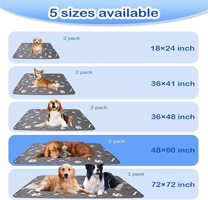 Washable Pee Pads for Dogs Extra Large 48"x60" 2 Pack