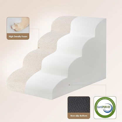 EHEYCIGA Curved Dog Stairs for High Beds 19.7" H 4-Step Dog