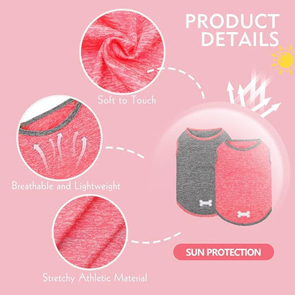 KYEESE 2 Pack Dog Shirts Quick Dry Soft Stretchy Dog T-Shirts with Reflective Label Tank Top Sleeveless Vest Sun Protection Dog Clothes for Medium Dogs 2XL