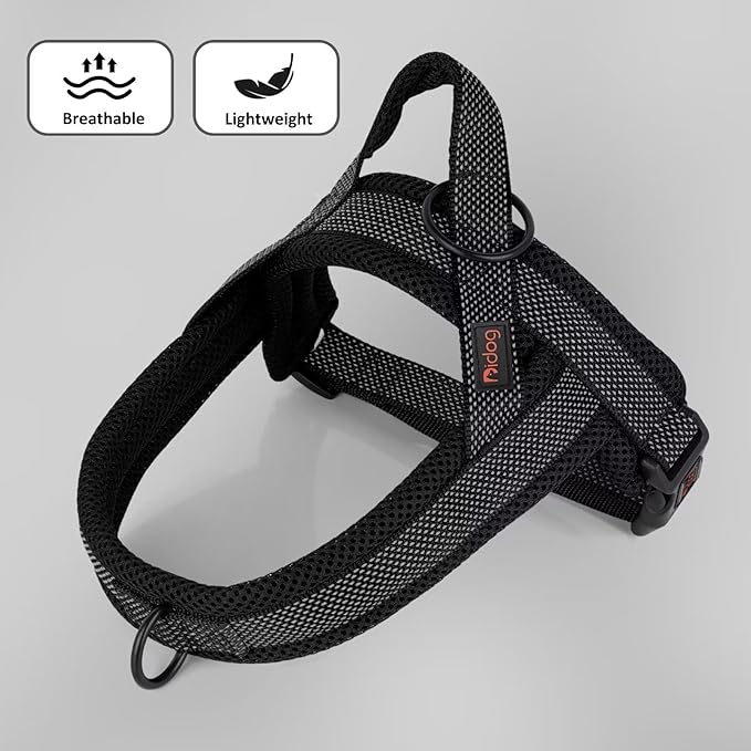 Didog No Pull Dog Harness with Breathable Mesh Padded, Full Reflective & Quick Fit Adjustable Vest Harness, Easy for Training Walking for Small & Medium and Large Dogs (Black, M)