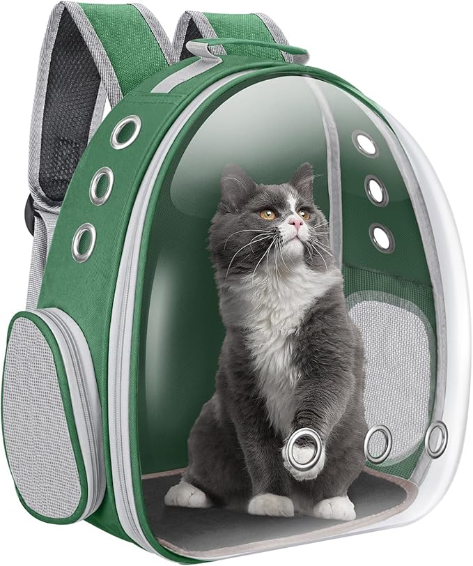 Cat Carrier Backpack Portable Pet Travel Solution Pet Carrier Dog Carrier Backpack Bag Space Capsule for Small Medium Cat Puppy Dog Travel Hiking Walking Camping Up to 17Lb (Green)