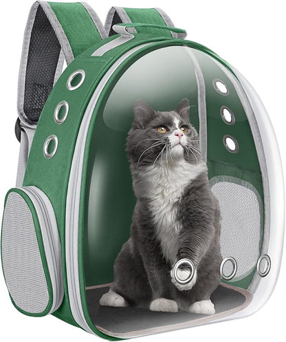 Cat Carrier Backpack Portable Pet Travel Solution Pet Carrier Dog Carrier Backpack Bag Space Capsule for Small Medium Cat Puppy Dog Travel Hiking Walking Camping Up to 17Lb (Green)