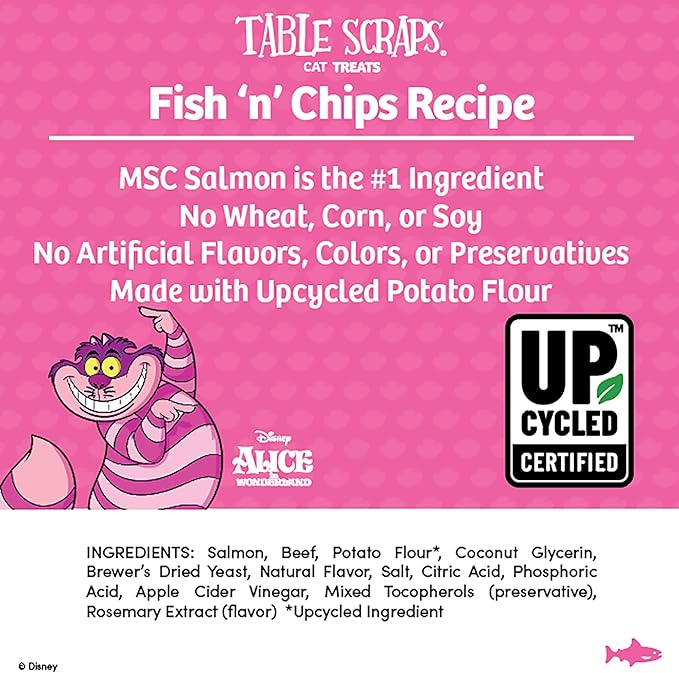 Disney Table Scraps Cheshire Cat Fish 'n' Chips Recipe Cat Treats 3 oz 2 Pack