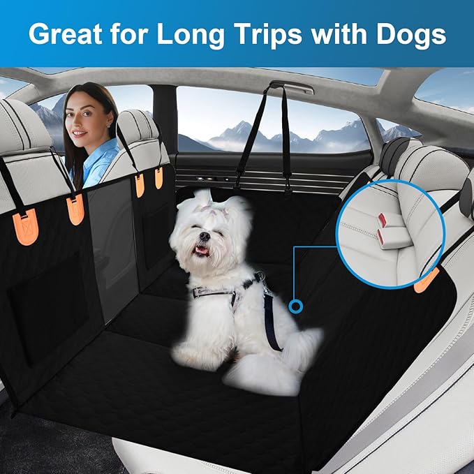 Dog Car Seat Cover for Back Seat with Hard Bottom