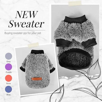Dog Sweaters for Small Dogs Girl Boy Winter Puppy Sweater Clothes Fleece Warm Pet Outfit for Chihuahua Yorkie Teacup Cute Plain Cold Weather Dog Coat Cat Apparel Clothing (Medium