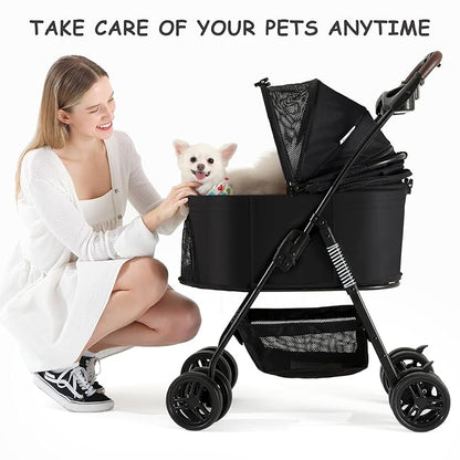SWITTE Dog Stroller 3 in 1 Folding Pet Stroller 4 Wheels
