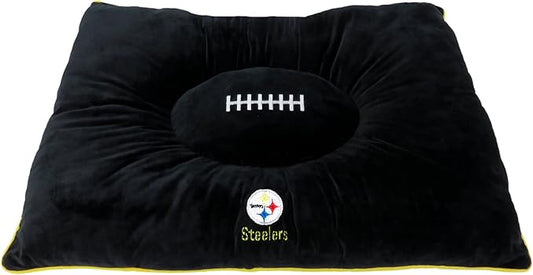 Pets First NFL PET BED - Pittsburgh Steelers 'Soft & Cozy' Plush Pillow Bed. - FOOTBALL DOG BED. Cuddle, Warm Sports Mattress BED for CATS & DOGS, 29.0"L x 20.0"W x 5.0"Th