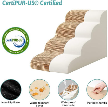 Dog Stairs for Medium Bed 20" H 15.7x28.3x19.7in, Light 4 Tiers