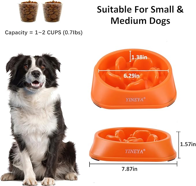 2Pcs Slow Feeder Dog Bowl Large Breed, Dog Slow Feeder Bowl, Dog Food Bowl Slow Feeder, Dog Bowl Slow Feeder, Dog Bowl That Slow Down Eating, Dog Puzzle Feeder, Slow Eating Dog Bowl Pink&Orange